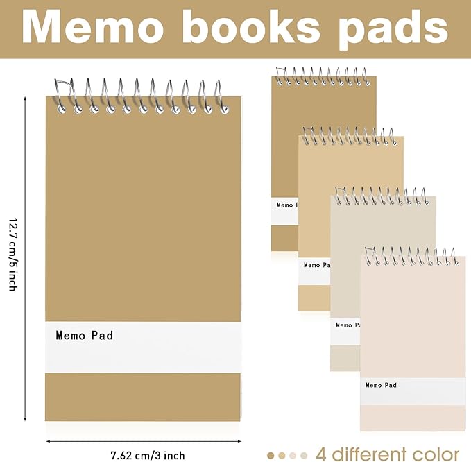Thenshop 100 Pads Spiral Memo Pads Bulk 3 x 5 Inch Small Pocket Notepad Top Bound Lined 60 Sheets Mini Notebooks for School College Office Home Supplies (Colorful)