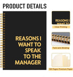 Mhfpl Reason I Want to Speak to The Manager Black Golden Spiral Blank Notebook, Sarcastic Journal Gifts for Leader Best Friend Sister, Humor Office Notebook for Boss Lady Entrepreneur Business Owner
