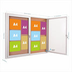 48x36 Inch Lockable Enclosed Bulletin Board, Weather-Resistant Outdoor Noticeboard with 2 Locking Doors, Wall-Mounted Silver Aluminum Frame & Cork Presentation Board