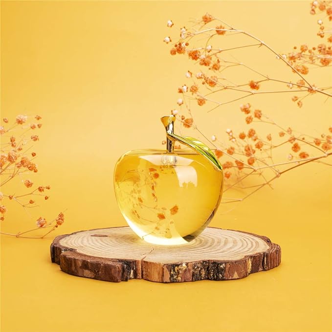 H&D Glaze Crystal Apple Paperweight Craft Decoration (yellow)