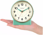 Tinload 4.3" Retro Analog Alarm Clock, Vintage Decor, No Ticking Silent, Easy to Set, Gradual Rise Alarm, On/Off Switch on Side, Gentle Wake, Snooze, Lighted on Demand, Battery Operated, Retro Green