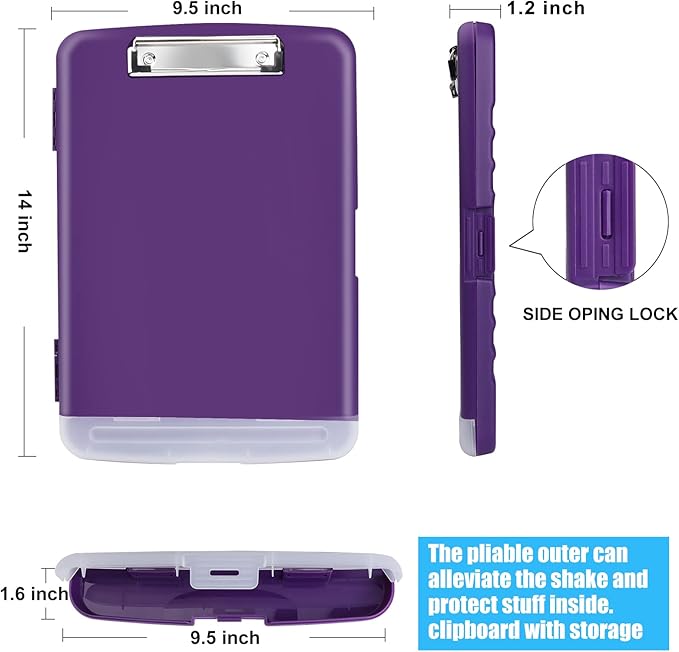 Purple Clipboard with Storage,TFDLCG zm Clip Boards with Storage Compartments,8.5 x 11 High Capacity Folio Nursing Clipboard Case,A4 Letter Size for Office,School Home Work