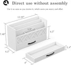 WISUCART Bamboo Mail Organizer Countertop Wood Desk Organizer Drawer Tabletop Storage Box Letter Sorter Makeup Organizer for School Home Office Supplies White