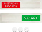 Vacant Meeting in Progress Privacy Sign,Vacant Occupied Sign for Home Office Hotles Hospital Conference Room,Slider Door sign Tells Whether Room Vacant or Occupied,7'' x 1.5'' - Stainless Steel,Silver