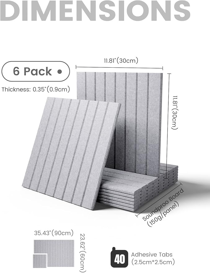 Large Felt Bulletin Board 36"x24" Cork Board Alternative - 6 Pack with 40 Safe Removable Adhesive Tabs, Cork Boards for Walls Felt Board for Home Office Classroom Pin Board-Soft Gray