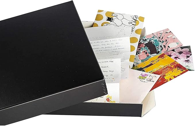 Lineco Museum Archival Storage Box, 9.75x12.75x1.5 in. Drop Front Design. Acid-Free with Metal Edge. Organize Photos, Pictures, Prints, Documents, Crafts, DIY. Black, 1 Pack