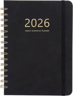 2026 Planner - Weekly and Monthly Planner 2026, Jan 2026 - Dec 2026, 6.4" x 8.5", Daily Planner Calendar Planner with Monthly Tabs, Elastic Closure, Pocket, Notes, Faux Leather Cover Yearly Agenda(Black)