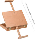 MEEDEN Tabletop Easel for Painting, Art Sketchbox Easel Holds Canvas up to 28'' Max, Adjustable Beechwood Artist Easel Pochade Box for Drawing and Sketching