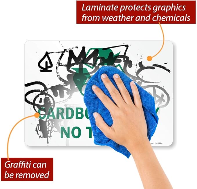SmartSign 10 x 14 inch Cardboard Only - No Trash Recycling Sticker Label with Symbol, 3 mil Laminated Adhesive Polyester, Green and White, Made in USA