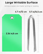 Uniclife 120 Pcs Green Plastic Tags for Labeling 4.7"x 2.36" Plastic Shipping Tag with Wire Writable Waterproof Tag Price Tags with Reinforced Eyelet Blank Hang Label for Luggage