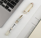 JINHAO 1935 Fountain Pen TIANDAO Series #8 Nib Ink Pen with Guitar-Shaped Clip and Ink Converter (M Nib 0.7mm, Ivory White)