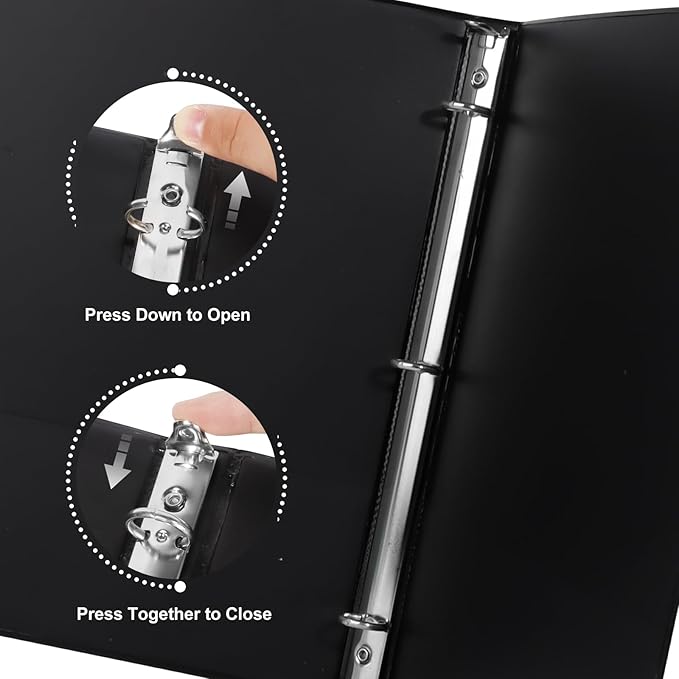 CIXILDTS 1-inch Round Ring Binder, Durable 1" 3 Ring Binder Fit Letter Size Paper, Black, 24-Pack