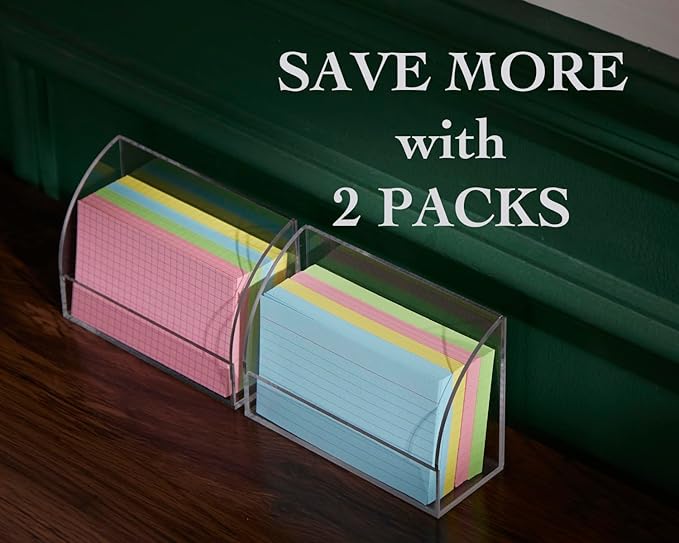SEVENY 2 PACKS 3x5 Acrylic Index Card Holder Business Card Display Stand for Desk File Note Clear Postcard Stand Index Card Rack Acrylic Business Card Stand for Office Business Classroom (No Card)
