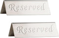 Reserved Sign - Brushed Stainless Steel Free Standing Table Top Compliance Sign - Double Sided - 4.7 By 1.6 Inch - Set of 2 - Silver