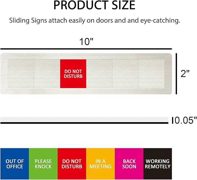 Privacy Door Sign, Do Not Disturb/Please Knock/Out of Office/in a Meeting/Back Soon/Working Remotely Sign That Lets Others Know Whether You're Available Or Not For Office-Brushed Silver-Stainless Steel-10 x 2.5 inches
