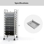 Giantex 10-Drawer Storage Cart w/Universal Wheel, Rolling Cart w/Handle, Home Organizer Storage Unit w/Removable Drawers, Trolley Utility Cart for Kitchen Makeup Living Room Office Play Room