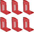 MerryNine 6 Pack Book Ends, Metal Bookends for Shelves, Telephone Booth Decorative Bookends, Non Skid Heavy Bookends, Book, Magazine or CD Organizers for Home and Office (Red-6pcs)