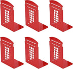 MerryNine 6 Pack Book Ends, Metal Bookends for Shelves, Telephone Booth Decorative Bookends, Non Skid Heavy Bookends, Book, Magazine or CD Organizers for Home and Office (Red-6pcs)