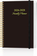 2026-2028 Monthly Planner, Three Years Calendar from January 2026 - December 2028 with Spiral Binding, Inner Pocket, Elastic Closure, 38 Month Planner for Home | School | Office, 5.8" x 8.5", Black