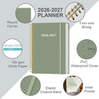 2026-2027 Planner - 18 Months Weekly & Monthly Planner from January 2026 - June 2027, Spiral Planners 2026-2027 with Elastic Closure, Inner Pocket, Medium 5.8" x 8.3", Green