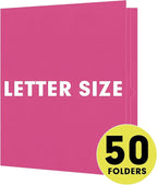 Two Pocket Folders, RAZCC 50 Pack 2 Pocket Folders Fit Letter Size Paper, Paper Folders with Pockets for School Office Business Home (Magenta)