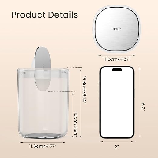 Cesun Mini Desktop Trash Can with Swing Lid, 0.4 Gallon Small Desk Trash Can, Countertop Wastebasket, Modern Tiny Tabletop Bin for Home Office, Makeup Area, or Car Interior (White)