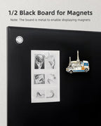 Lightomorrow Bulletin Board 36 x 24 inches, Black Board & Grey Fabric Board Combo, Black Aluminum Framed Linen Vision Board with 10 Push Pins