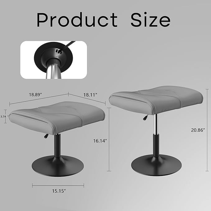 VECELO Foot Rest Under Desk Ottoman, PU Height Adjustable Footrest with Comfort Padding, Leg Rest for Desk for Relieving Leg Pain, Stiffness, and etc, Black