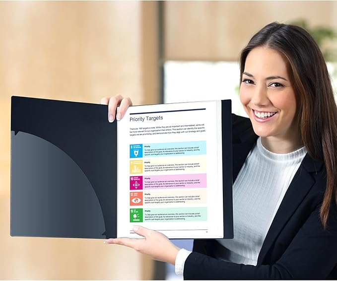Dunwell Presentation Binder 12-Pocket, Displays 24 Pages, 8.5x11 Portfolio Binder with Plastic Sleeves, Storage and Organizer for Documents, Certificates, Projects, Photos (Black)