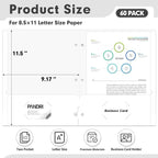 Two Pocket Portfolio Folders, PANDRI 60 Pack 3 Hole Punched 2 Pocket Folders for 3 Ring Binder, Letter Size Paper File Folder for School Office Home Business, White
