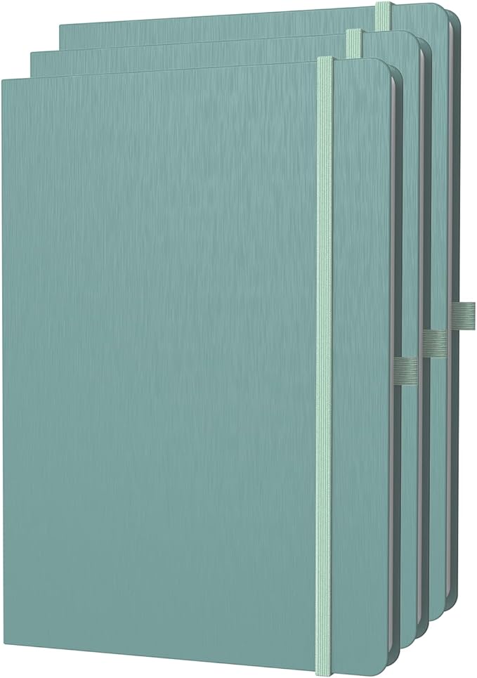 ONAVIA A4 Lined Journal Notebook, 8mm Ruled Notepad, Journaling for Writing, Work, School, Travel and Note Taking, Hardcover 160 Pages (80 Sheets) 8.27 x 11.6 inches (3 Pack Midnight Green)