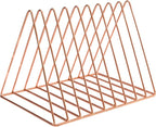 Sooyee 9 Slot Rose Gold Magazine Holder,Desktop File Sorter Organizer Triangle Bookshelf Decor Home Office