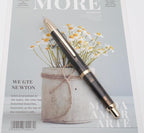 JINHAO 20 Press Fountain Pen, Retractable Capless Resin Pen with Ink Converter (F Nib 0.5mm, Transparent Black - Gold Clip)