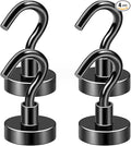 DIYMAG Black Magnetic Hooks, 85 LB Heavy Duty Strong Magnets with Hook, Rare Earth Neodymium Magnet Magnetics for Cabins Cruise Ship Essentials 4 Packs
