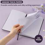 Dot Grid Journal with 160GSM Thick Paper, 192 Pages, A5 Dotted Notebook for Work, School, Travel | 180° Lay Flat, Foil Stamped Cover, Elastic Band, 2 Bookmarks & Inner Pocket (Black)