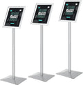 Golemas Sign Stand for Display, 11lbs Integrated Rod Heavy Duty Pedestal Floor Signage Stand Holder, for Outdoor or Indoor Advertising (8.5 x 11, Silver, 3Pack)
