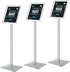 Golemas Sign Stand for Display, 11lbs Integrated Rod Heavy Duty Pedestal Floor Signage Stand Holder, for Outdoor or Indoor Advertising (8.5 x 11, Silver, 3Pack)
