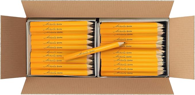 Nikola Works Mini Golf Pencils Without Erasers - 192 Count - Classic Pre-Sharpened #2 HB American Pew Pencils Standard Hex Shaped Bulk Pack