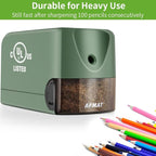AFMAT Electric Pencil Sharpener for Classroom, Heavy Duty Colored Pencil Sharpener for 6.5-8mm Pencils, Plug in Pencil Sharpeners w/Upgraded Helical Blade (10000 Sharpenings), UL Listed, PS105