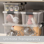 Superio Clear Storage Bins with Lids, Stackable Storage Box with Latches and Handles, Extra Small, 2 Pack 3 Quart