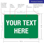 Personalized Custom Green Background Customize for Office, Business, Workplace, Home, Airbnb, Delivery Sign, 10x14 Inches, Rust Free .040 Aluminum, Fade Resistant, Made in USA by Sigo Signs