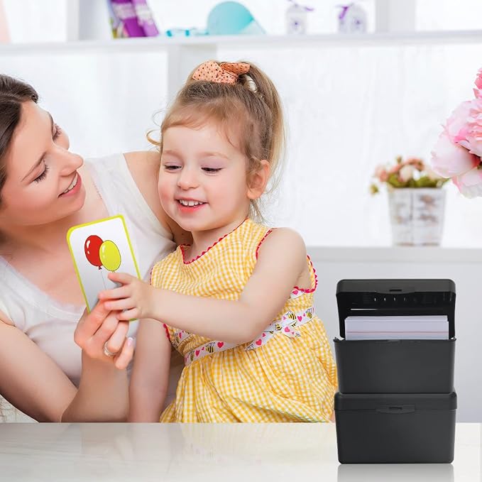 H4D Index Card Holder 3x5, Index Card Box Organizer Case, 3x5 Flash Note Card Holder, 2 Packs (Black)