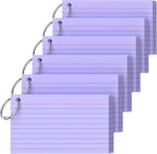 Ciphyfee Index Cards 3x5 Inch With Ring, 300 Count, Ruled Purple Index Card, 180GSM Flash Cards College Ruled for Students, Teachers, Study Note Card for Office, Home, School, Office