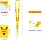 Visitor Badge Lanyards Volunteer Badge Holder with Clips (25 pcs) - Reusable Temporary ID Pass for Office, School, Events PVC Plastic Security Cards for Exhibition Guest by OSTENBIG (Yellow)