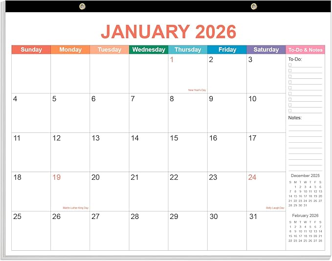 Desk Calendar 2026 - Calendar 2026-2027 from January 2026 to June 2027, 18 Months Calendar with Thick Paper for Office, Home, School Organizing, 14.5" X 11.5", Colorful
