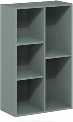 Furinno LUDER Book Shelf, 5-Cube Bookshelf, Reversible Bookcase, 9.4" x 19.5" x 31.5", for Living Room, Bedroom, Home Office, Sage Green