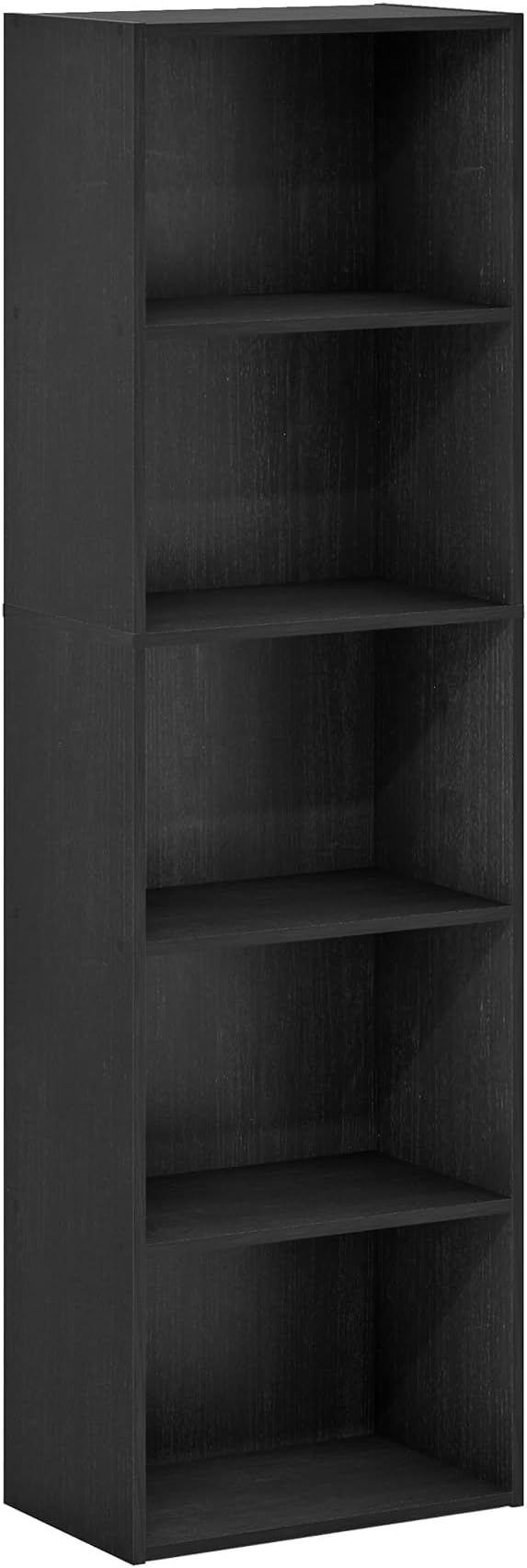 Furinno LUDER Book Shelf, 5-Cube Bookshelf, Bookcase with Open Shelf, 9.4 x 15.8 x 52, for Living Room, Bedroom, Home Office, Blackwood