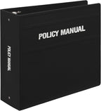 Carstens 4-Inch Heavy Duty Round Ring Binder for Policy Manuals – Side Opening, Black, Case of 10, Durable Plastic, No Pockets, Holds 600 Sheets, Made in USA (1873-3RCS)