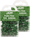 JAM PAPER Colorful Push Pins - Green Pushpins - 2 Packs of 100