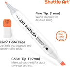 Shuttle Art 206 Colors Alcohol Markers, 204 Colors Dual Tip Art Marker Set Plus 2 Colorless Blender, Micro-tip Pens, White Highlighter Pens, Marker Bag Perfect for Students Adults Coloring